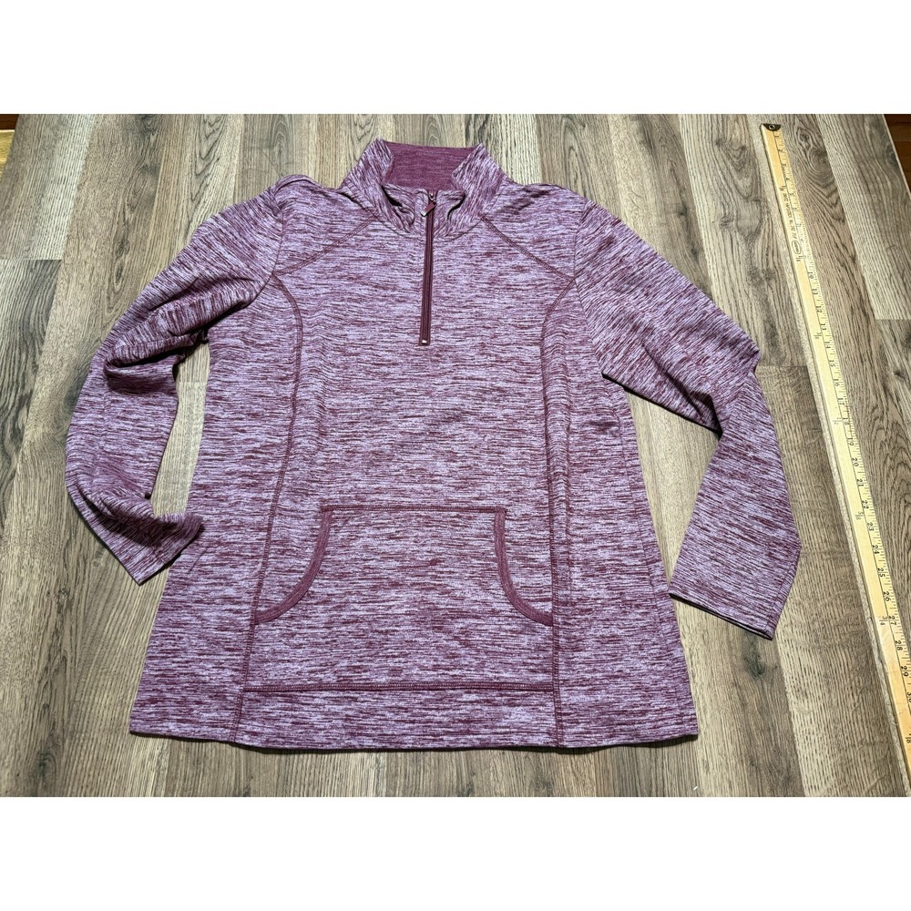 Silverwear Shirt Women's Size Large Red White Long Sleeve 1/4 Zipper Pullover